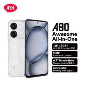 itel A80 6.7" 3GB RAM/128GB ROM 5000mAh 50MP 4G Android 14-White